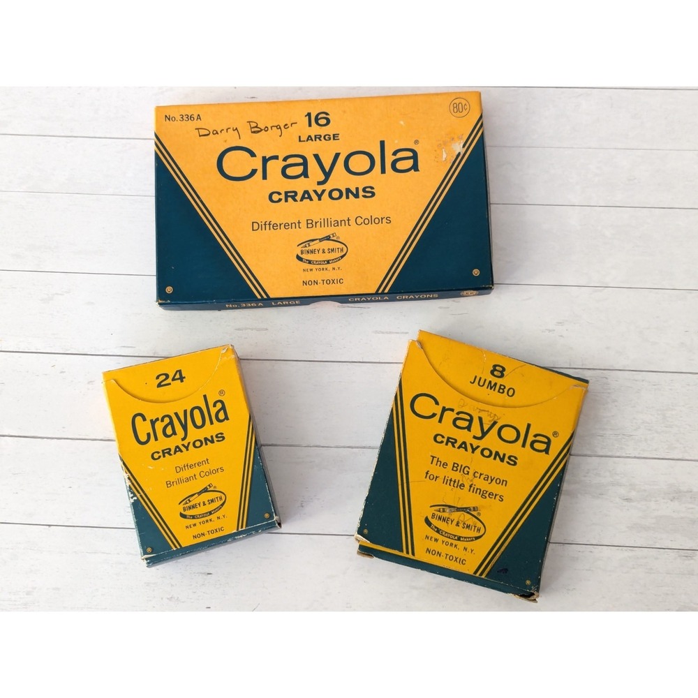 Vintage Crayola Crayons Lot No.336  No.242 No.80 Binney & Smith NY Retro Box